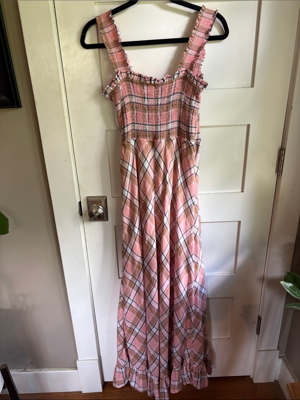 sundays Pink Plaid Maxi Dress with Ruffle Hem - Picture 8 of 8